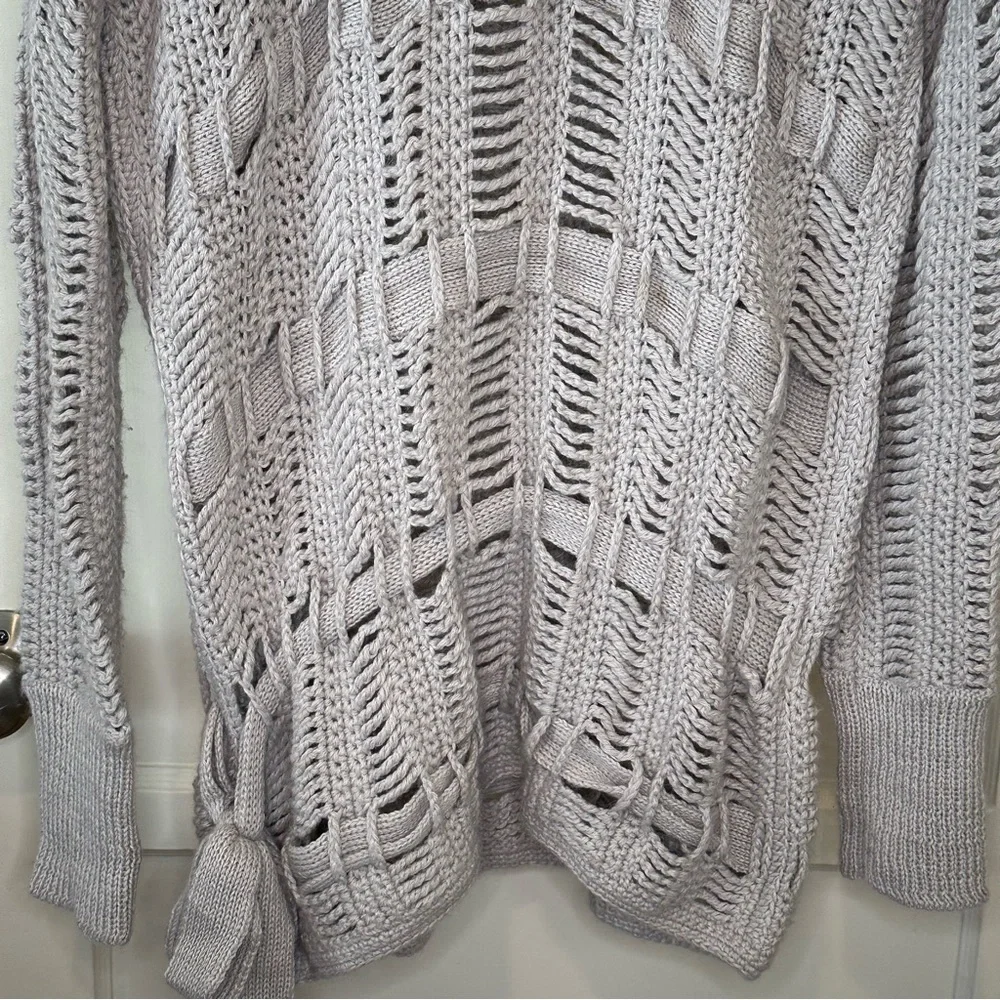 BCBG Alpaca Open Knit Tunic Sweater, Grey - Size XS.